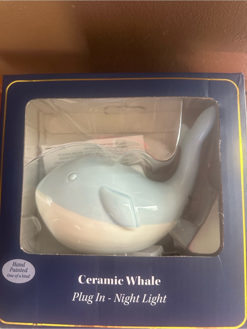 Madison Home Ceramic Plug In Night Light Hand Painted Whale Baby room bathroom